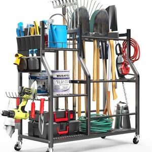 BNIB Heavy-Duty Black Metal Garden Tool Organizer